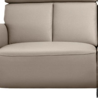 73" Light Gray Leather Reclining USB Sofa