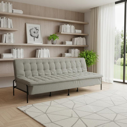 77" Gray Fabric Convertible Futon Sleeper Reclining Sofa