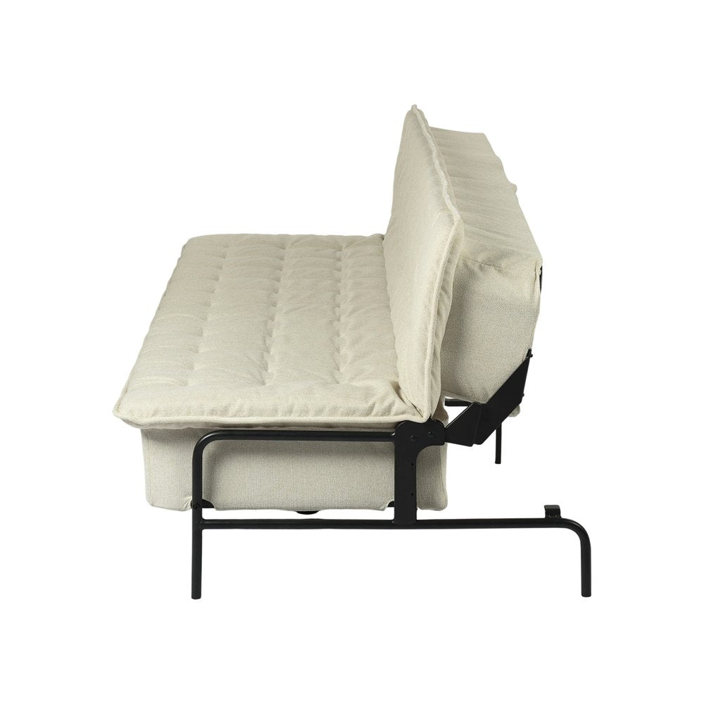 77" Beige Fabric Convertible Futon Sleeper Reclining Sofa