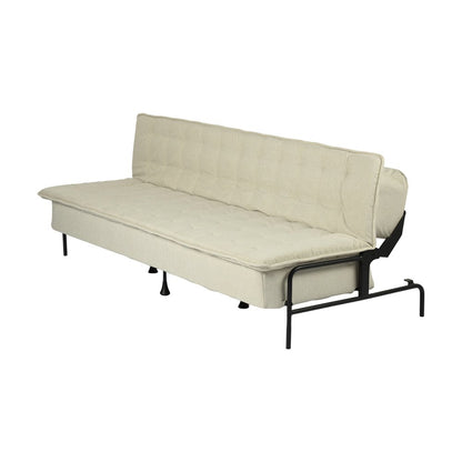 77" Beige Fabric Convertible Futon Sleeper Reclining Sofa