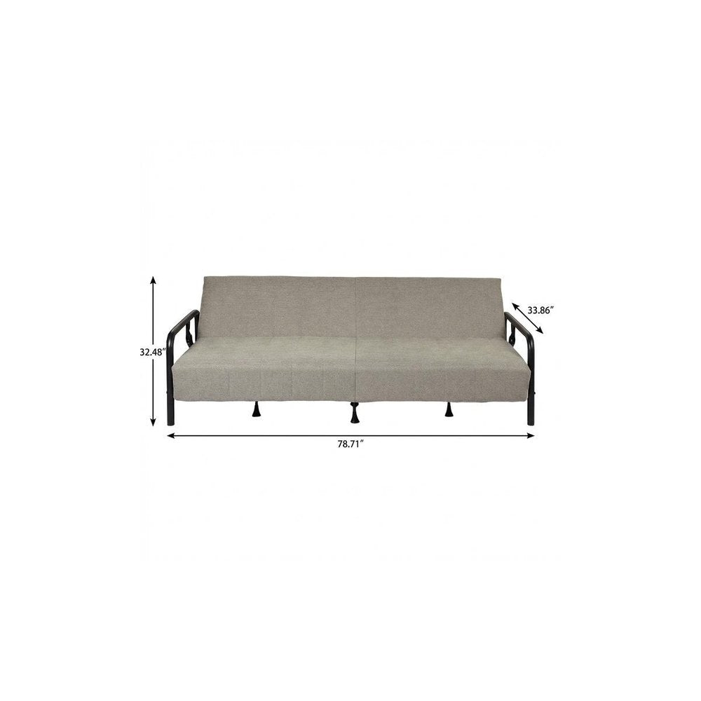 79" Gray Fabric Convertible Futon Sleeper Reclining Sofa