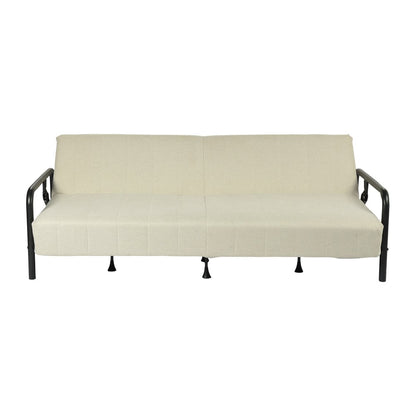 79" Beige Fabric Convertible Futon Sleeper Reclining Sofa