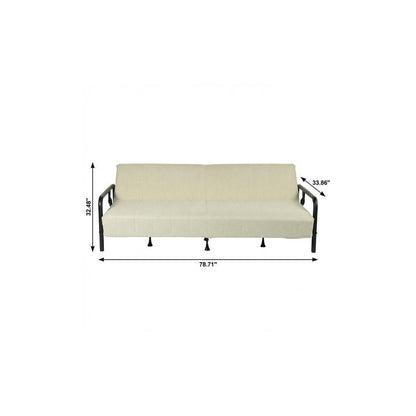 79" Beige Fabric Convertible Futon Sleeper Reclining Sofa