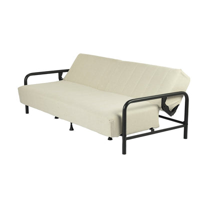 79" Beige Fabric Convertible Futon Sleeper Reclining Sofa