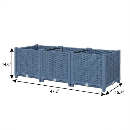 15" X 47" Blue Recycled Plastic Rectangular Planter Box