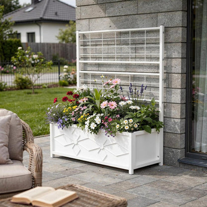 47" X 35" White Steel Rectangular Planter Box