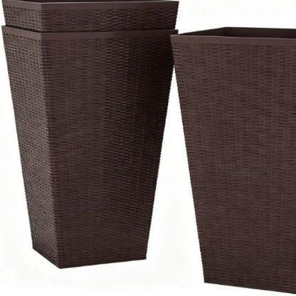 Set of Three Brown Recycled Plastic Rectangular Planter Box