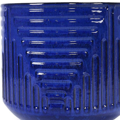 14" X 16" Blue Ceramic Round Planter Box