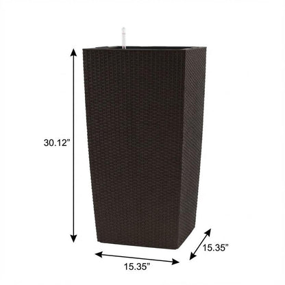 30" X 15" Brown Recycled Plastic Rectangular Self Watering Planter Box