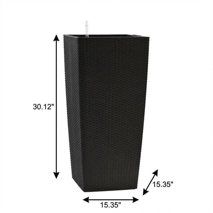 30" X 15" Black Recycled Plastic Rectangular Self Watering Planter Box