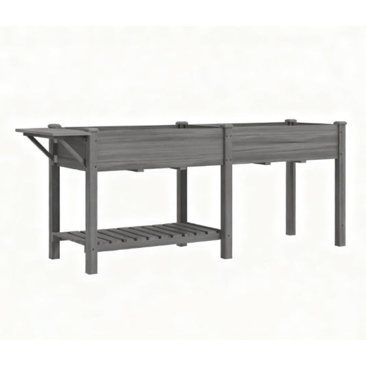 31" X 82" Light Gray Wood Rectangular Planter Box