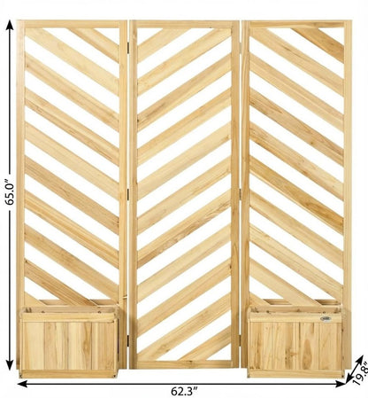 65" X 62" Brown Wood Rectangular Planter Box