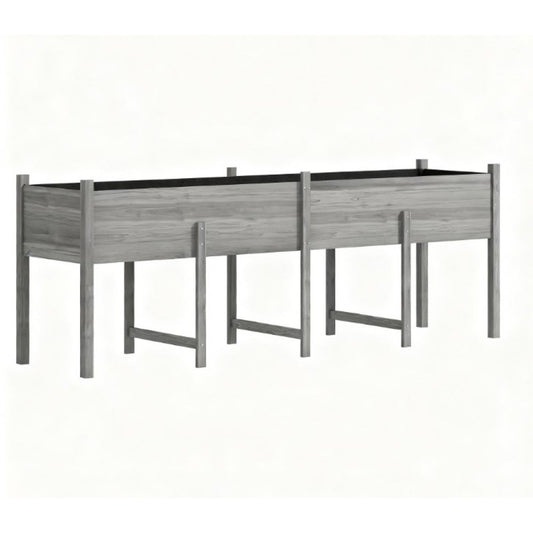 32" X 89" Light Gray Wood Rectangular Planter Box
