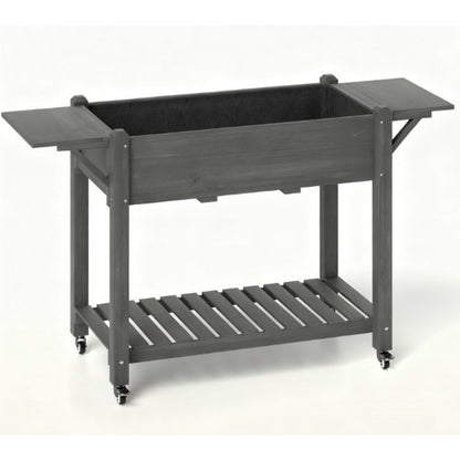 34" X 57" Light Gray Wood Rectangular Planter Box