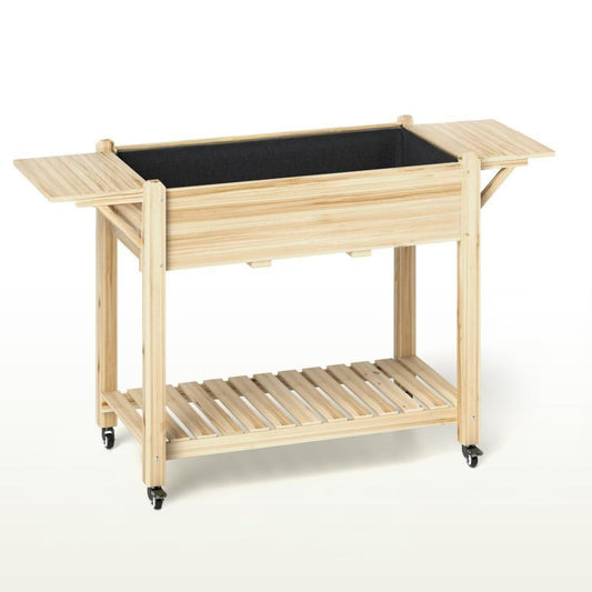 34" X 57" Brown Wood Rectangular Planter Box