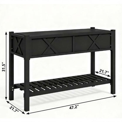 32" X 47" Black Wood Rectangular Planter Box