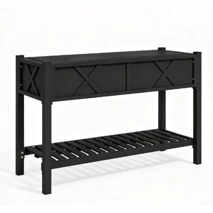 32" X 47" Black Wood Rectangular Planter Box
