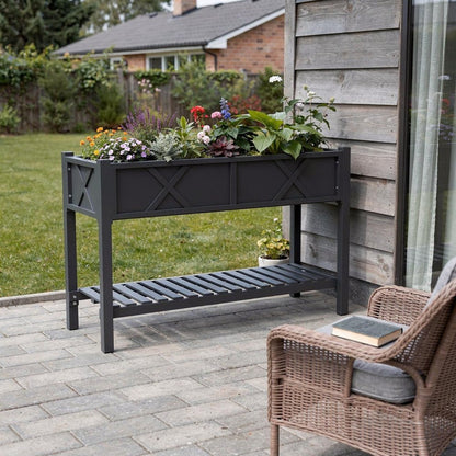 32" X 47" Black Wood Rectangular Planter Box