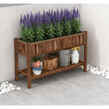 32" X 47" Brown Wood Rectangular Planter Box