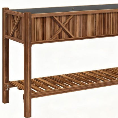32" X 47" Brown Wood Rectangular Planter Box