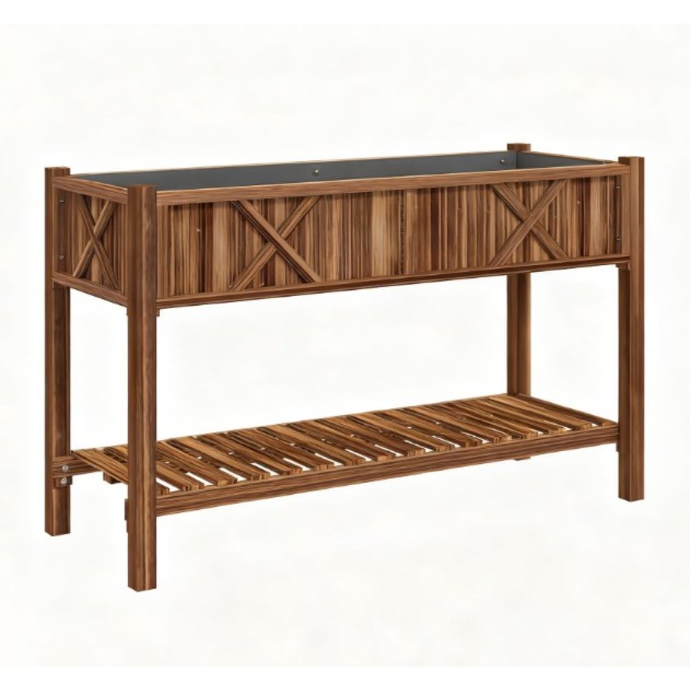 32" X 47" Brown Wood Rectangular Planter Box