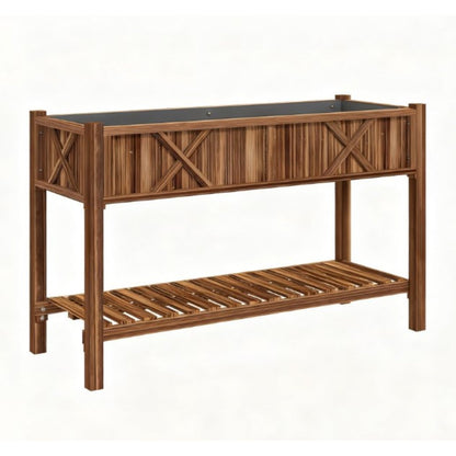 32" X 47" Brown Wood Rectangular Planter Box