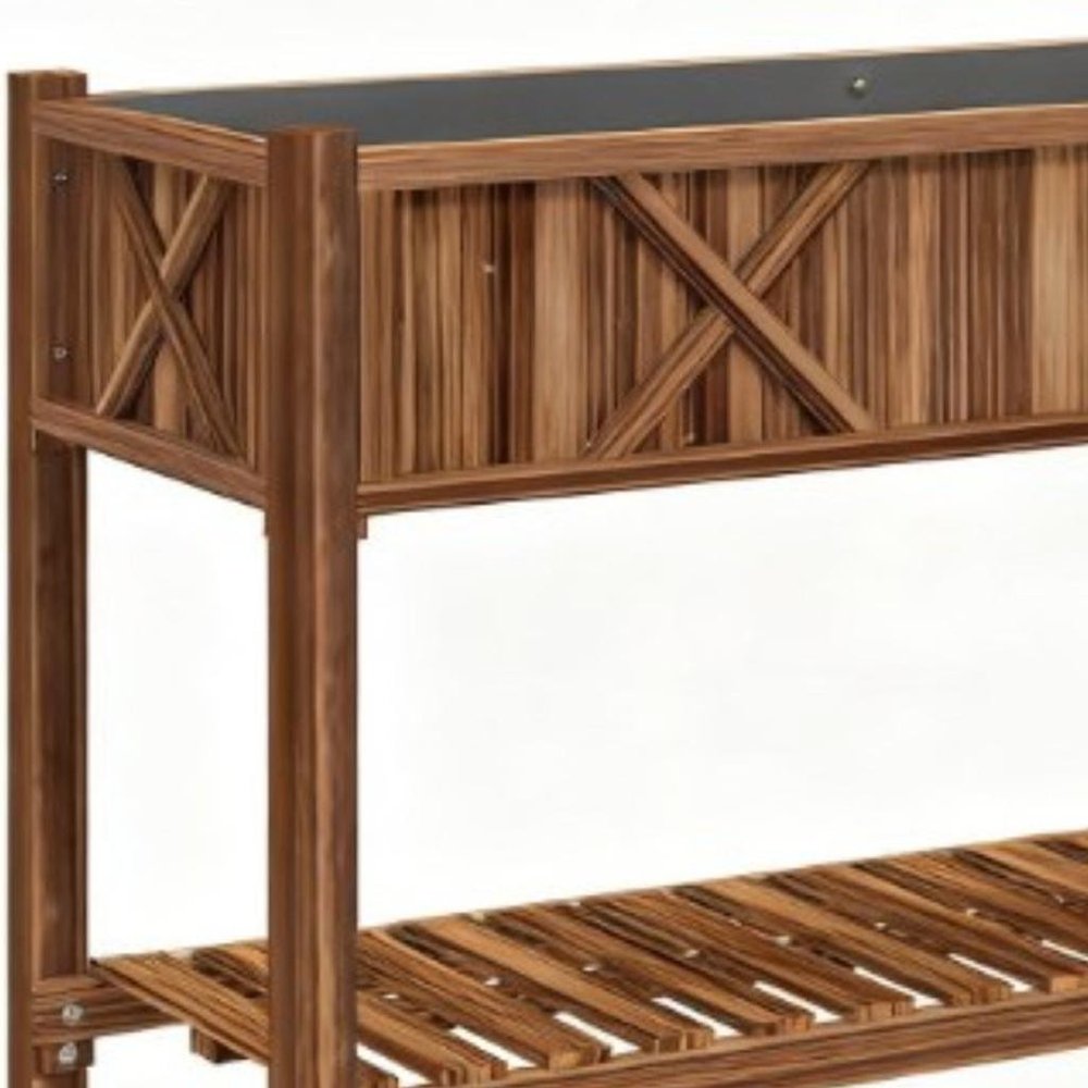 32" X 47" Brown Wood Rectangular Planter Box