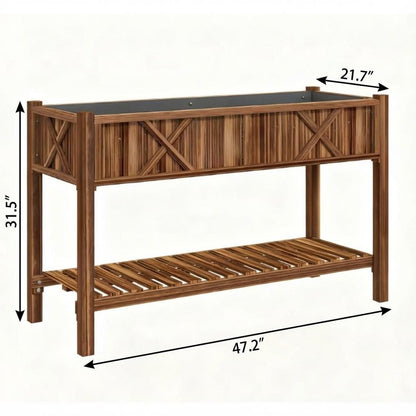 32" X 47" Brown Wood Rectangular Planter Box