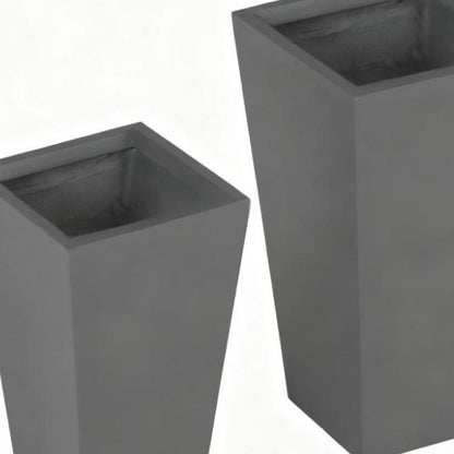 Set of Two Light Gray Magnesium Oxide Rectangular Planter Box