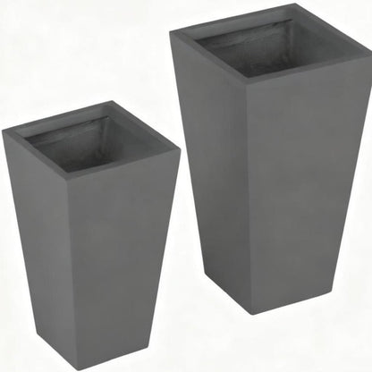 Set of Two Light Gray Magnesium Oxide Rectangular Planter Box