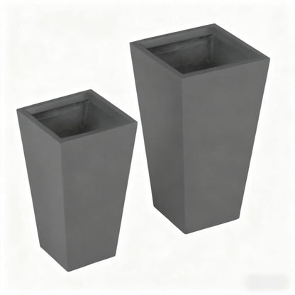 Set of Two Light Gray Magnesium Oxide Rectangular Planter Box