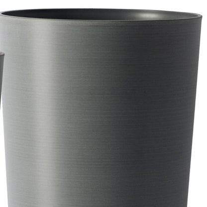 Set of Two Light Gray Heavy Duty Plastic Cylindrical Planter Pots
