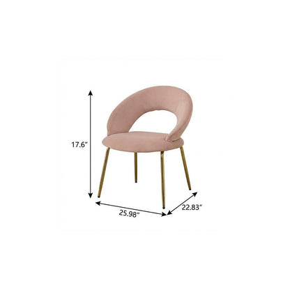 Pink and Gold Velvet and Metal Curved Back Dining Side Chair