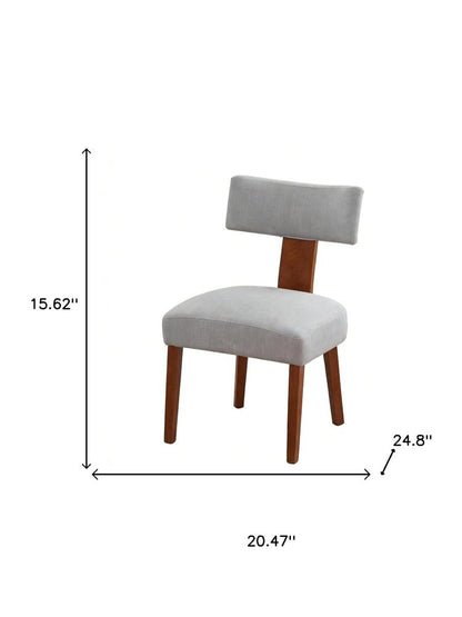 Set of Two Gray and Brown Linen and Solid Wood Dining Side Chairs
