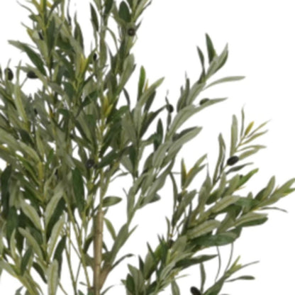 71" Green Artificial Olive Tree In Cylindrical Black Pot