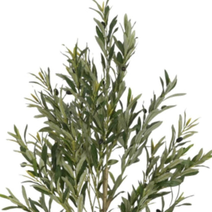 71" Green Artificial Olive Tree In Cylindrical Black Pot
