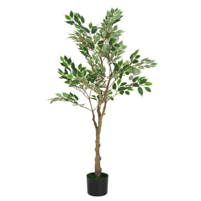 51" Green Artificial Ficus Tree In Cylindrical Black Pot