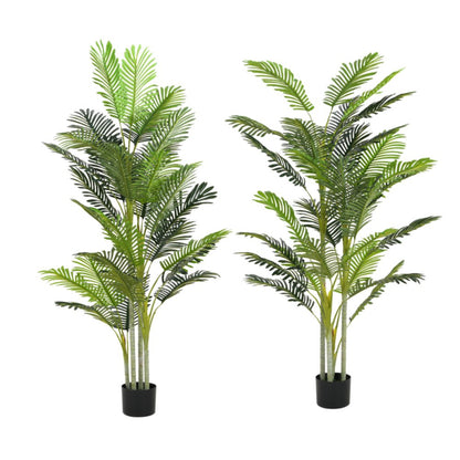 Set of Two 79" Green Artificial Palm Tree In Cylindrical Black Pot