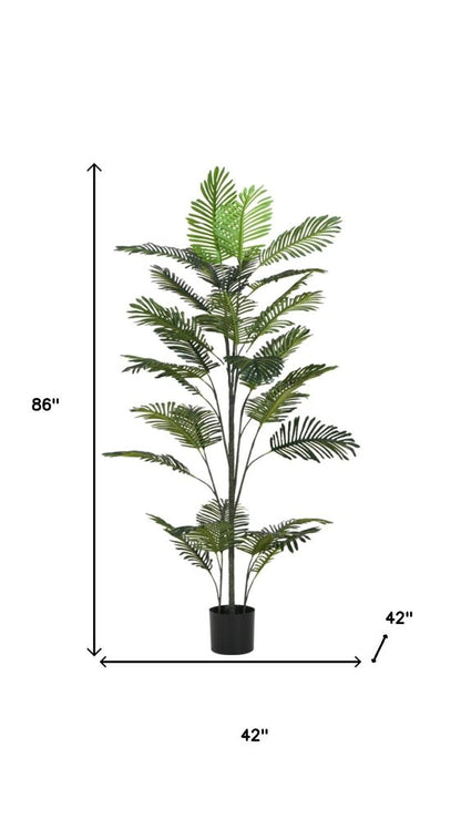 86" Green Artificial Palm Tree In Cylindrical Black Pot