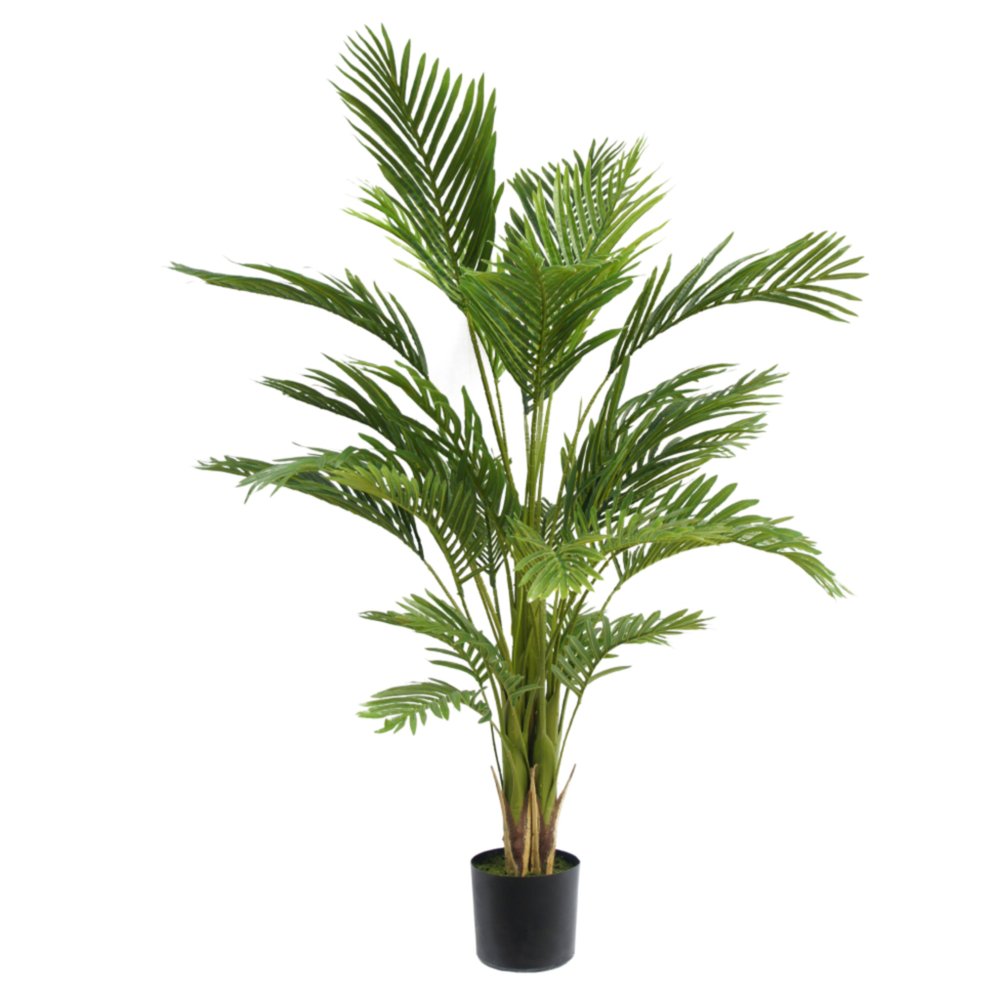 59" Green Artificial Palm Tree In Cylindrical Black Pot