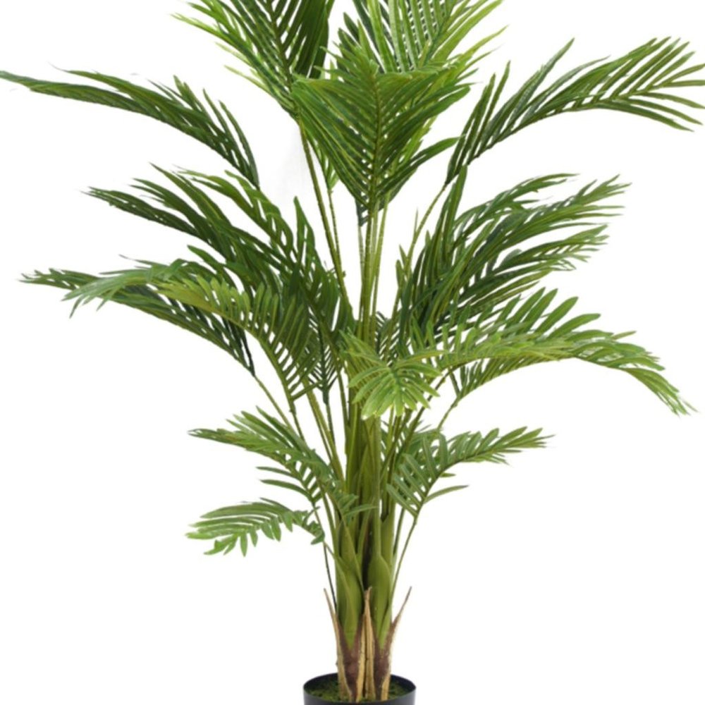 59" Green Artificial Palm Tree In Cylindrical Black Pot