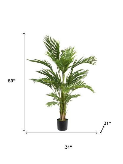 59" Green Artificial Palm Tree In Cylindrical Black Pot