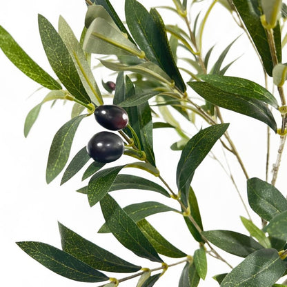 59" Green Artificial Olive Tree In Cylindrical Black Pot