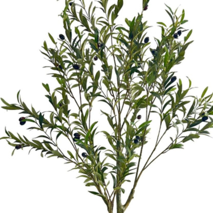 59" Green Artificial Olive Tree In Cylindrical Black Pot