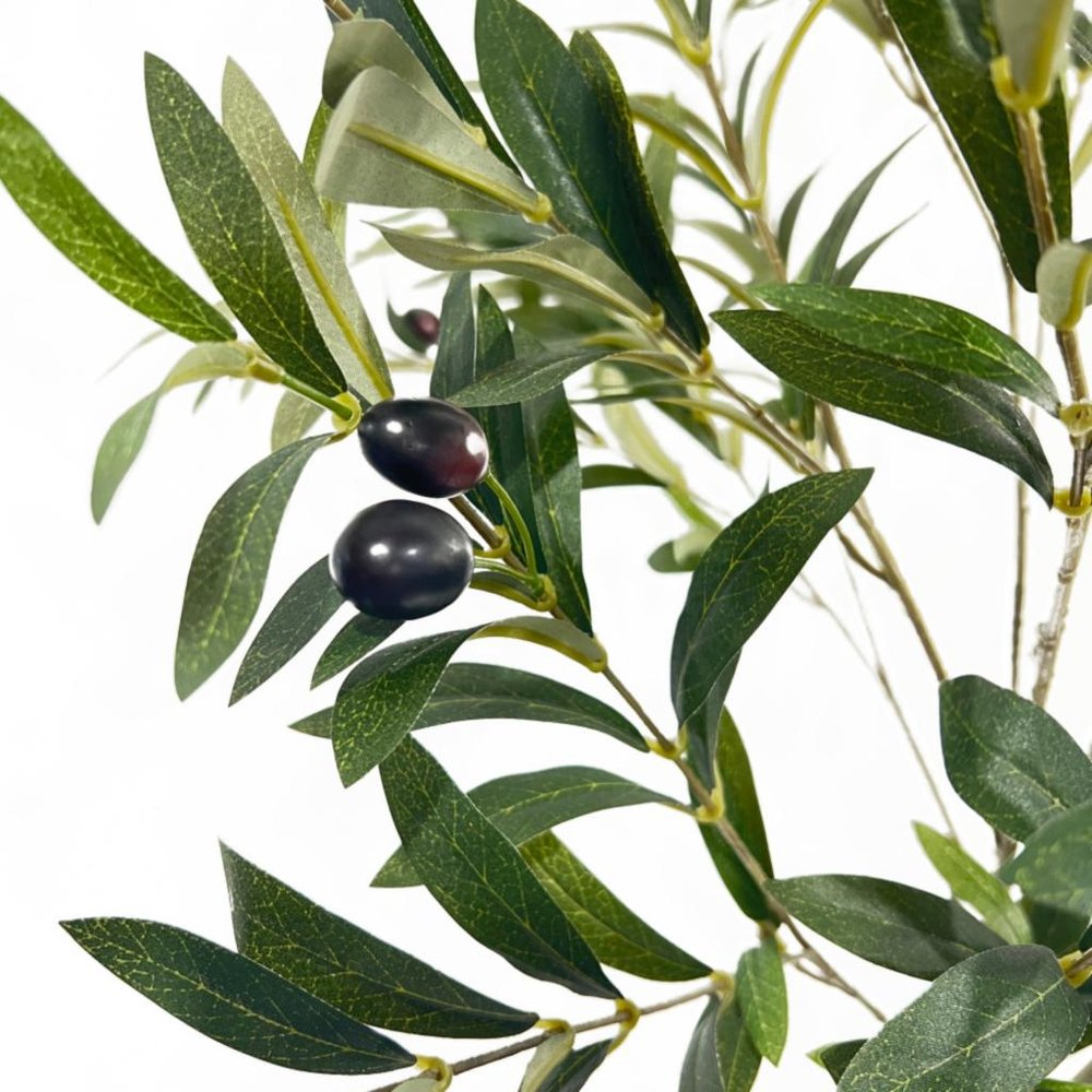 71" Green Artificial Olive Tree In Cylindrical Black Pot