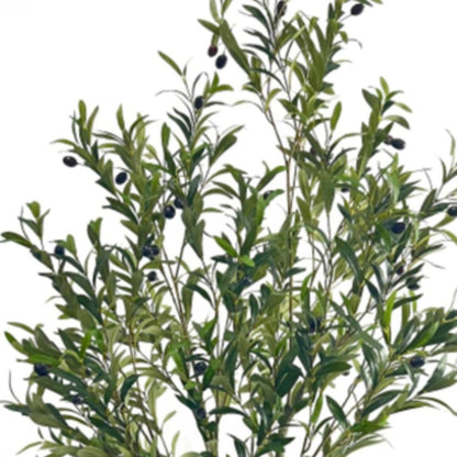 71" Green Artificial Olive Tree In Cylindrical Black Pot