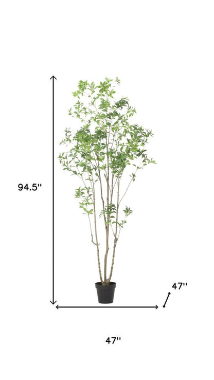 95" Green Artificial In Cylindrical Black Pot