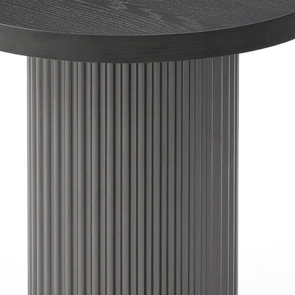 18" Dark Gray Wood Round Pedestal End Table