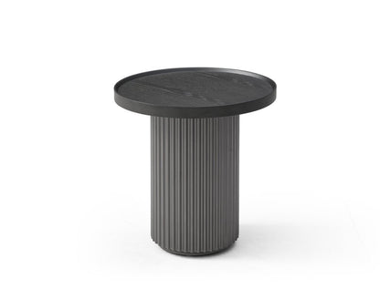 18" Dark Gray Wood Round Pedestal End Table