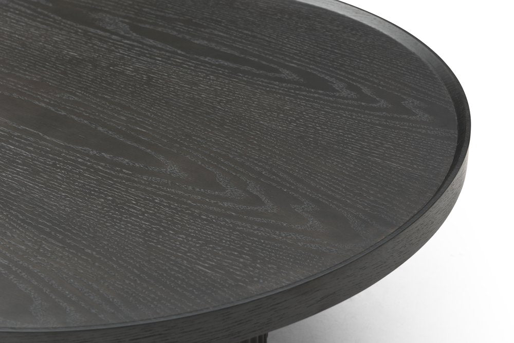 18" Dark Gray Wood Round Pedestal End Table